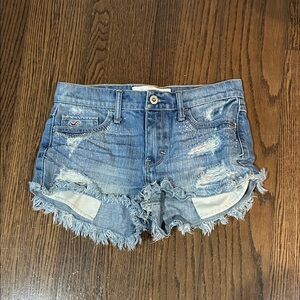 Hollister Distressed Light Blue Denim Cutoff bling short sz 25